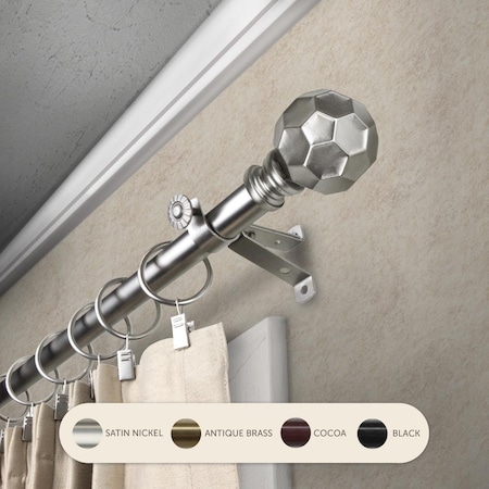 Kd 0.8125 in. Remi Curtain Rod with 66 to 120 in. Extension, Satin Nickel KD3739771